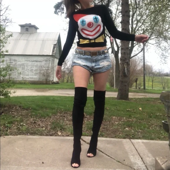 Jeffrey Campbell OTK Boots 8.5 Sandals Thigh High - Picture 9 of 13